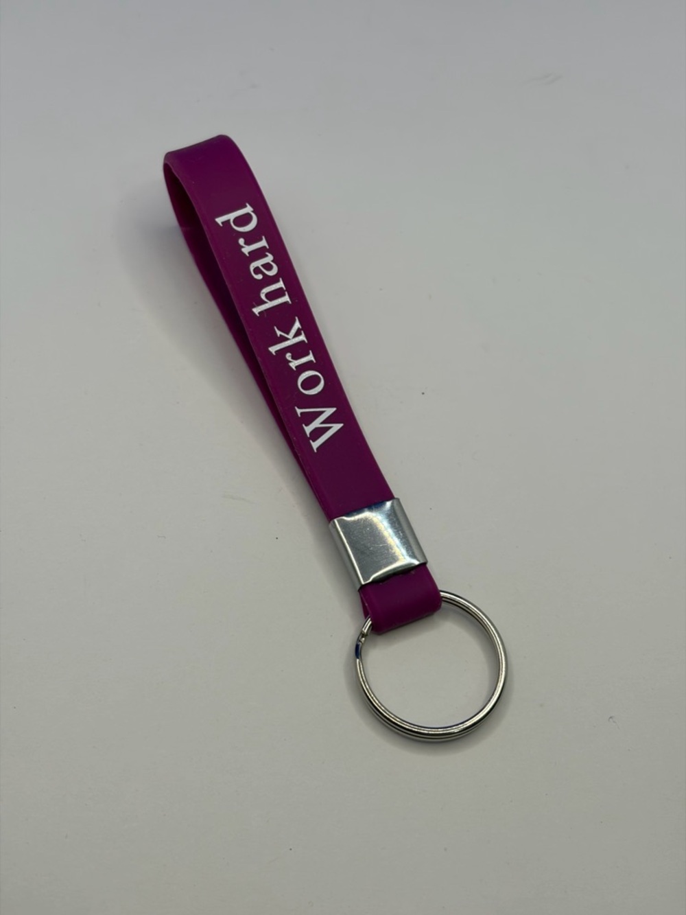 Work Hard Purple Silicone Keychain Loop